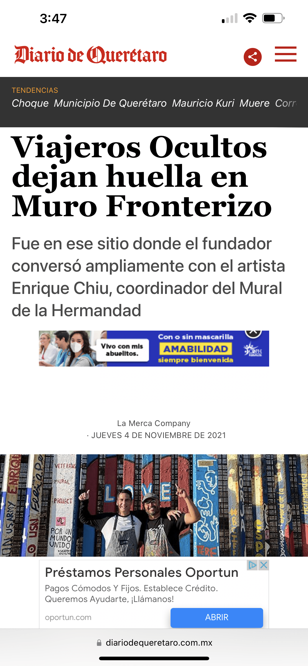 Viajeros Ocultos dejan huella en Muro Fronterizo - Diario de Queretaro