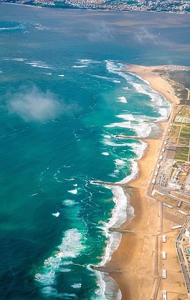 vista aérea de playa en Costa da Caparica